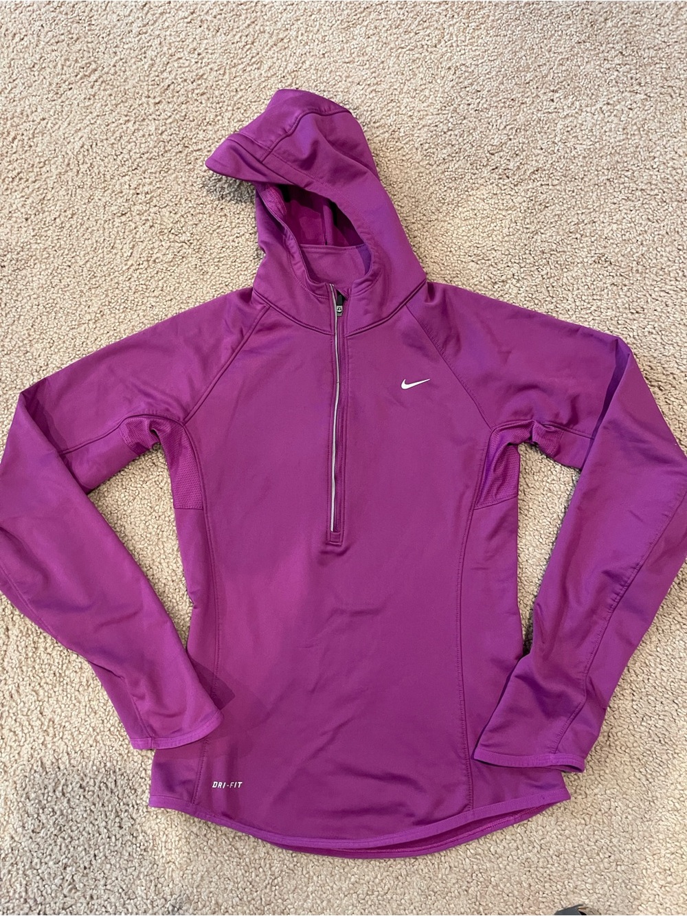Nike Dri-Fit Athletic Half-Zip Hooded Fleece Long Sleeve Top XS